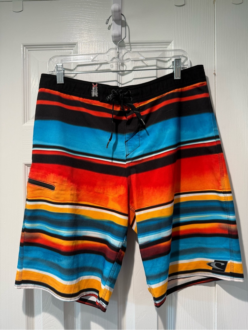 O'Neill Men’s Striped Board Shorts - Blue/Red/Orange/Yellow